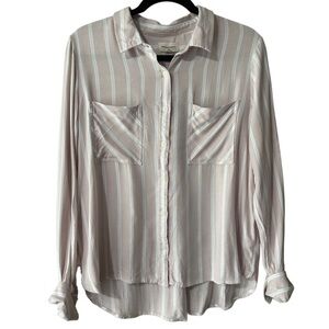 Thread & Supply Light Pink Striped Button-Down Shirt w/ Double Pockets & Collar
